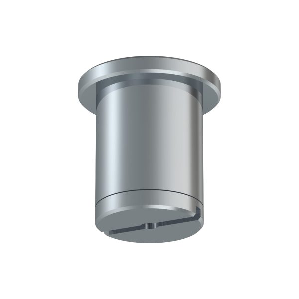 Cylindrical metal component with flanged top and bottom, resembling a piston or spacer.